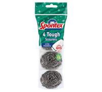 Spontex Tough Steel Metal Scourers, 4 per Pack