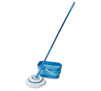 Spontex Ultra Compact Twist Mop and Bucket Set | Microfibre Mop with Built-In Self-Wringing System | 10L Foldable Bucket | Cleans Laminate, Wood & Tile Flooring | Washable Mop Head