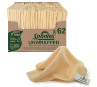 Spontex Unwrapped Microfibre Cloths for Cleaning | 62 x Packaging Free Microfibre Cleaning Cloths | For Use as Dusters, Dish Cloths & Kitchen Towels | 30 x 30cm | Made of 100% Recycled Fibres*