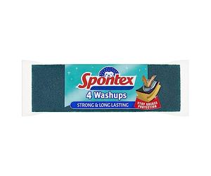 Spontex Washups General Purpose Sponge Scourers | 6.8 x 4 x 8.6cm | Pack of 4