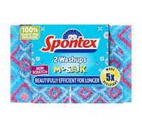 Spontex Washups Mosaik Non Scratch Sponge Scourer, Pack of 2, Blue