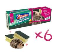 Spontex Washups 7-Pack x 6 + Hedgehog: 42 Sponges for the Ultimate Clean - Sponge