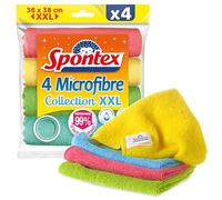 Spontex XXL Microfibre Collection - 4 XXL Microfibres - Versatile - 38 x 36 cm - Effective with Only Water - Removes 99% of Bacteria
