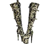 SPONYBORTY 20 cm Camouflage Sexy Overknee Boots Waterproof Platform High Heels Large Night Club Sexy Model Pole Dance Shoes ladies/F/38EU