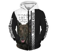 SPONYBORTY Hoodies Jackets T-Shirt Cardigan Thin 3D Dutch Shepherd Dog Printing Pullover Men & Women Casual Polyester Sweatshirt Fashion/A1/XL