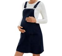 SPONYBORTY Maternity Dungaree Dress Autumn Winter Solid Colour Adjustable Straps Loose fit Pregnancy Pinafore Dress Womens/B/S