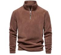 SPONYBORTY Men's Standing Collar Half Zipper Long Sleeved Sweatshirt Standing Collar Cross-Border Trend Versatile Men's Fleece top Women/G/S