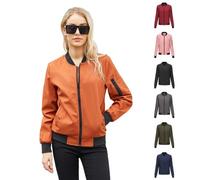 SPONYBORTY Women’s Lightweight Bomber Jacket, Spring Autumn Casual Loose Fit Long Sleeve Stand Collar Flight Jacket Leather coat/A/3XL