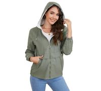 SPONYBORTY Women’s Lightweight Hooded Trench Coat, Solid Colour Long Sleeve S pring Autumn Casual Jacket Leather coat/A/3XL