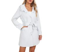 SPONYBORTY Women’s Lightweight Spring Autumn Trench Coat, Hooded Water-Resistant Jacket with Belt, Loose Fit Casual Windbreaker Leather jacket/A/3XL