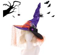 Spook Hat - Spooky Knitted, Lace Wide Brim, Cosplay Accessories For Halloween | Finger Bone Lace Spider Witch Cap For Prom, Masquerade, Event, Party Decors, Outdoor, Indoor, Holiday, Christmas
