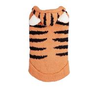 Spook.y Halloween Pet Costume With Tiger Ears Orange Teddy Sch.nauzer Bi.chon Fr.ise And Cat Transformations For Playful Pe.ts Choker Chain (Orange, M)