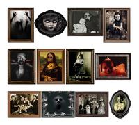 Spookify Your Space: 12-Piece Halloween Party Decorations Set - Gothic Manor Haunted Pictures, Eerie Horror Portraits for Creepy Home Ambiance