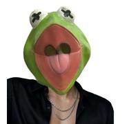 Spookletronics Luxury Novelty Adult Frog Mask - Realistic Latex Full Head Green Frog Mask, Funny Green Frog Costume for Halloween Parties & Cosplay