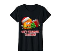 Spookley The Square Pumpkin | Let's Celebrate Together Xmas T-Shirt, Women, Black, Large