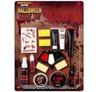 Spooktacular Creations 16 Pcs Halloween Family Makeup Kit Face Body Paint with Liquid Blood Gel, Fake Blood and More Easy On & Easy Off Makeup Set for Cosplay Halloween Party Supplies
