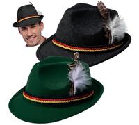 Spooktacular Creations 2 Swiss German Alpine Hats Costume Accessories, Felt Fedora Retro Set for Adults Halloween Party Favors, Oktoberfest Bavarian Dress Up, Role Play and Cosplay