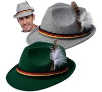Spooktacular Creations 2 Swiss German Alpine Hats Costume Accessories, Felt Fedora Retro Set for Adults Halloween Party Favors, Oktoberfest Bavarian Dress Up, Role Play and Cosplay