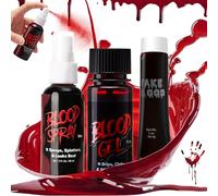 SPOOKTACULAR CREATIONS 3 Packs Halloween Fake Blood Set, Halloween Blood Gel, Blood Spray and Vampire Blood Tube for Halloween Costume, Zombie, Vampire and Monster Makeup & Dress Up Cosplay