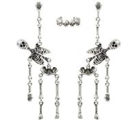 Spooktacular Creations 3 Pcs Skeleton Earrings with Ear Cuff, Gothic Bone Earrings & Skull Earrings Women, Fun Halloween Earrings for Women & Dark Party Jewelry Gift Set