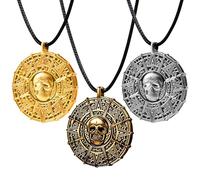Spooktacular Creations 3PCS Halloween Pirate Necklace, Skull Necklace, Uncharted Goth Pirate Accessories for Halloween Cosplay Props Dress Up Party Favors, F, Metal, No Gemstone, F, Metal, No Gemstone