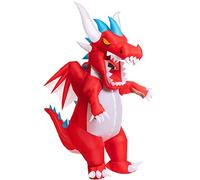 Spooktacular Creations Adult Dragon Air Blow Up Costume, Full Body Dinosaur Skeleton Inflatable with 3D Horn Wing for Halloween