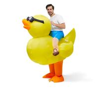 Spooktacular Creations Adult Inflatable Costume Riding a Duck Air Blow-up Deluxe Ride On Halloween Costume