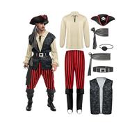 Spooktacular Creations Adult Men Beige Pirate Costume for Halloween, Costume Party, Trick or Treating, Cosplay Party
