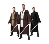 Spooktacular Creations Adult Men Brown Tunic Hooded Robe, Set with Coat, Robe, Belt and some Halloween Accessories for Halloween Costume Cosplay-M