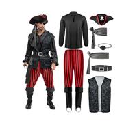 Spooktacular Creations Adult Men Dark Pirate Costume for Halloween, Costume Party, Trick or Treating, Cosplay Party