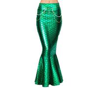 Spooktacular Creations Adult Metallic Hologram Shiny Mermaid Skirt Costume Role Play. Waist Pearl Chain Included Green
