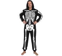 Spooktacular Creations Adult Skeleton Costumes for Men Skeleton jumpsuit jumpsuit Zip-Up Hooded Jumpsuit Halloween Sleepwear, Black, X-Large