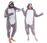 Spooktacular Creations Adult Unisex Jumpsuit Pajama Plush dressing up Sloth Animal Costume (Small) Gray
