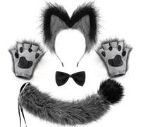 Spooktacular Creations Adult Wolf Fox Accessories Set with Tail, Tie, Ears and Gloves, Halloween Fancy Party Costume for Women