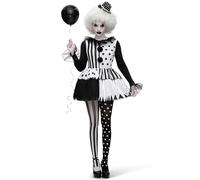 Spooktacular Creations Adult Women Black and White Killer Clown Costume,for Halloween terrifier costume Adult Cosplay-M