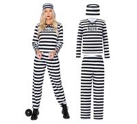Spooktacular Creations Adult Women Jailbird Prisoner Costume for Halloween Dress Up Party, Trick or Treats, Cosplay Themed Party
