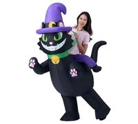 Spooktacular Creations Adults Inflatable Costumes, Riding a Black Cat Inflatable Costume, Kitty Blow Up Costumes for Halloween Costume Cosplay Themed Parties
