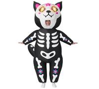 Spooktacular Creations Adults Inflatable Costumes with LED Light Eyes, Full Body Skeleton Kitty Blow Up Costumes for Adults Halloween Cosplay Party