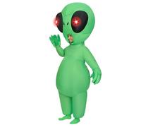 Spooktacular Creations Adults Inflatable Costumes with Light Up Eyes, Full Body Alien Blow Up Outfit, Green Inflatable Clothing for Halloween Apparel Cosplay Alien Themed Parties