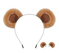 Spooktacular Creations Bear Ear Headband for Adults, Brown Movable Headwears for Halloween Bear Costume Accessories, Soft Animal Ear for Women Washing Face Cosplay Party