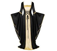 Spooktacular Creations Black Renaissance Costume Women, Velvet Medieval Dress for Women, Irish Fairy Renaissance Dress with Decorated Lace for Wedding, Halloween Dress Up Party(Large)