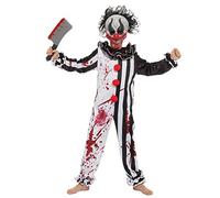 Spooktacular Creations Boy Bleeding Killer Clown Costume, Horror Slasher Jester Costume for Halloween Dress Up Parties, Scary Theme Party, Role Playing-L