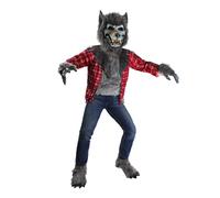 Spooktacular Creations Boy Howling Werewolf Deluxe Costume with Mask, Werewolf Claws Gloves, Boot Covers, Wolf Costume Kids for Halloween-S(5-7yr)