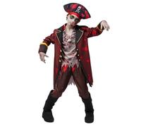 Spooktacular Creations Boy Pirate Zombie Costume, Scary Halloween Zombie Costume Set with Hat, Coat, Pants,Top and Boot Covers(Small(5-7 yrs))