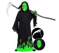 Spooktacular Creations Boys Grim Reaper Costume Halloween Fancy Dress Costume Kids, Scary Halloween Outfit, Black, Medium (8-10 yrs)