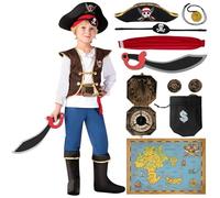 Spooktacular Creations Boys Pirate Costume Kids Fancy Dress Up Role Play Deluxe Costume Set-3T
