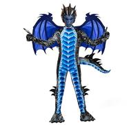 Spooktacular Creations Child Boys Black and Blue Dragon costume, Dragon Wings and Mask for Halloween Parties, Cosplay-XL(12-14yr)
