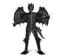 Spooktacular Creations Child Boys Dragon Costume (Black Blue or Black Red), Boys Dragon Wings, Tail and Mask Set for Halloween Parties, Dress Up, Cosplay