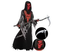 Spooktacular Creations Child Boys Red Skull Reaper Costume, Kids Halloween Grim Reaper Dress-Up for Halloween Themed Party, Small (5-7 yrs)