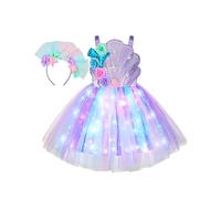 Spooktacular Creations Child Girl Light Purple Mermaid Costume, Mermaid Shell Fancy Tutu Light-Up Dress Costume with Headband